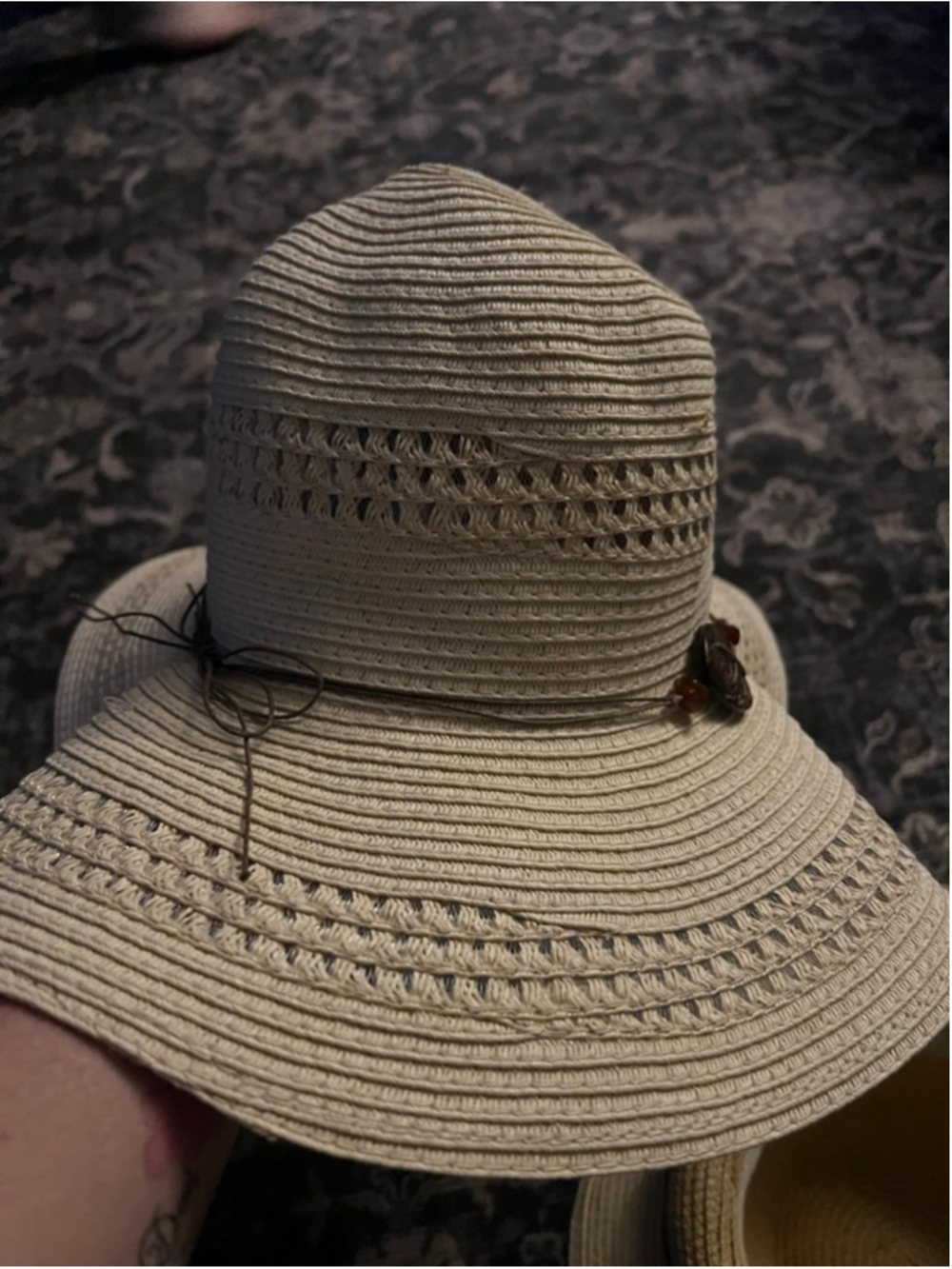 Women's Unbranded Straw Sun Hat One Size Beige with Brown Accent